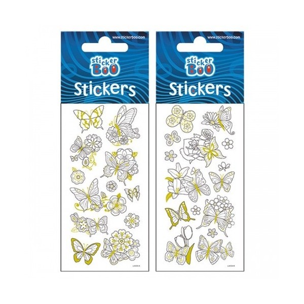 Accesorii creatie sticker de colorat CRAFT with FUN Sticker Boo, fluturi, 382545, 15 bucati/set