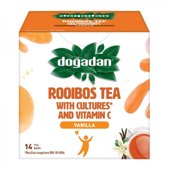 Ceai plante cu rooibos, vanilie probiotice si Vitamina C Dogadan, 14 plicuri/cutie