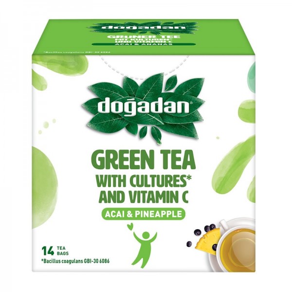 Ceai verde cu acai, ananas probiotice si Vitamina C Dogadan, 14 plicuri/cutie