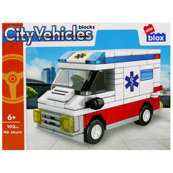 Set de constructie Alleblox City Vehicles - ambulanta - AB4018 / 492751, 102 piese, 6+
