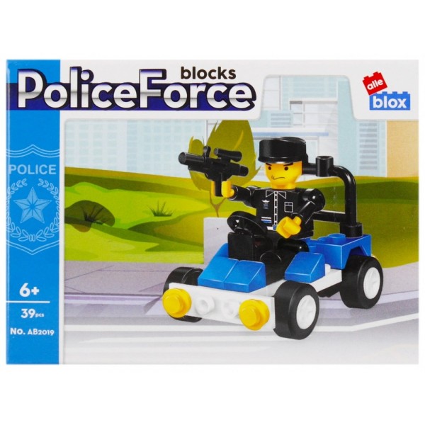 Set de constructie Alleblox Police Force - masinuta cu politist - AB2019 / 492819, 39 piese, 6+