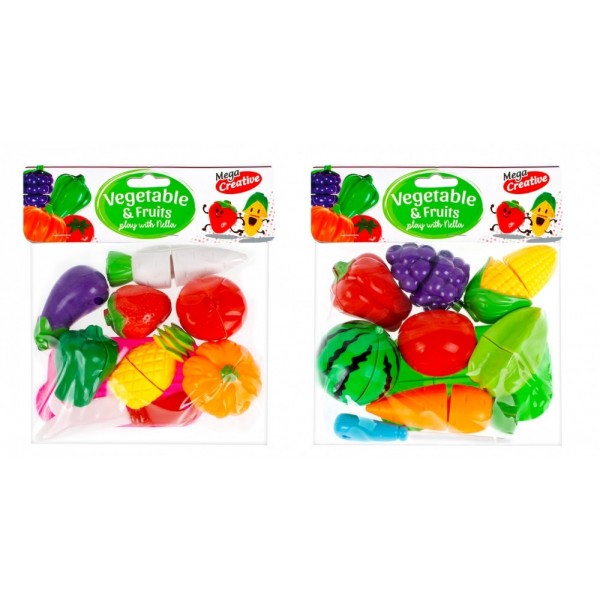 Set de bucatarie - fructe si legume, Nella - 9 piese incluse, diverse modele, MegaCreative 426541, 3+ ani