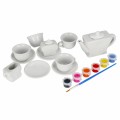 Set de ceai - pentru pictat - ceramica, 15 piese, acurele si pensula incluse, MegaCreative 501294, 3+ ani