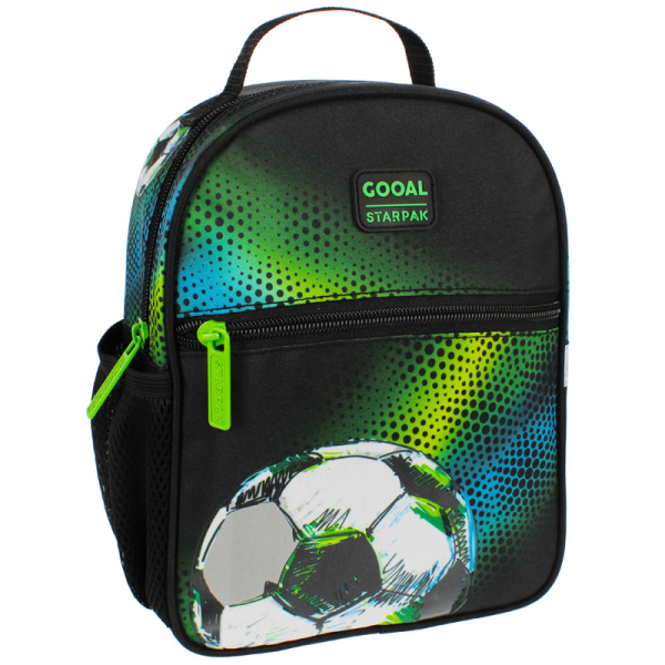 Ghiozdan Starpak Fotbal, gradinita, 1 compartiment, 2 buzunare, negru cu verde, 485873