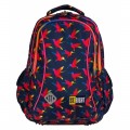 Ghiozdan SM St.Right Rainbow Birds, BP-26, 622502, 3 compartimente, negru/rosu/rainbow