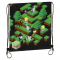 Rucsac cu snur pentru copii Starpak Pixel Game 506021, negru cu verde, 40x34cm