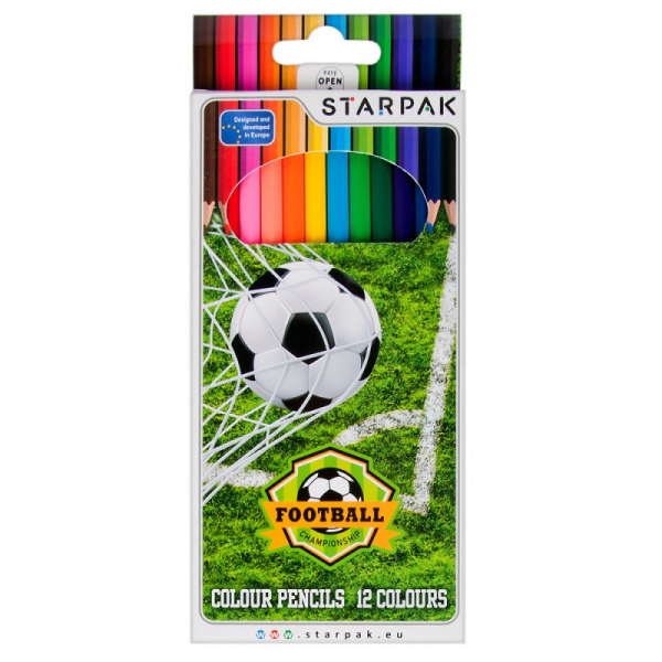 Creioane colorate Starpak Football 276561, 12 culori, blister carton