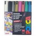 Marker UNI Posca PC-1MR, varf fin metalic, 0.7mm, set 8 culori metalizate