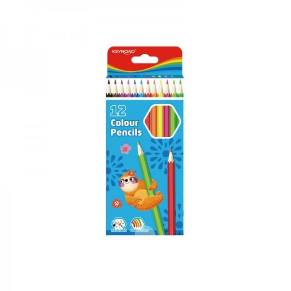 Creioane colorate Keyroad KR972397, hexagonale, 12 culori, blister carton
