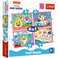 Puzzle carton 4in1 12-24 piese Trefl Baby Shark, 34378, 3+ ani