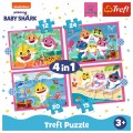 Puzzle carton 4in1 12-24 piese Trefl Baby Shark, 34378, 3+ ani