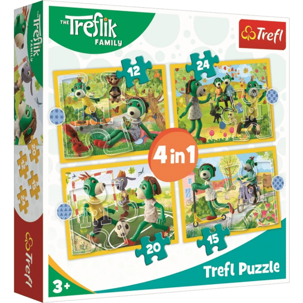 Puzzle carton 4in1 12-24 piese Trefl Treflikow-Rodzina - activitati in familie, 34358, 3+ ani