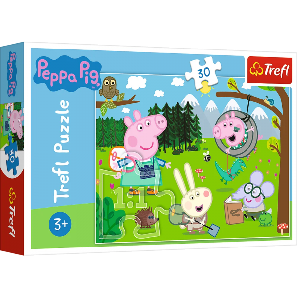 Puzzle carton 30 piese Trefl Peppa Pig - in excursie la munte, 18245, 3+ ani