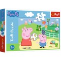Puzzle carton 60 piese Trefl Peppa Pig - distractie in parc, 17356, 4+ ani