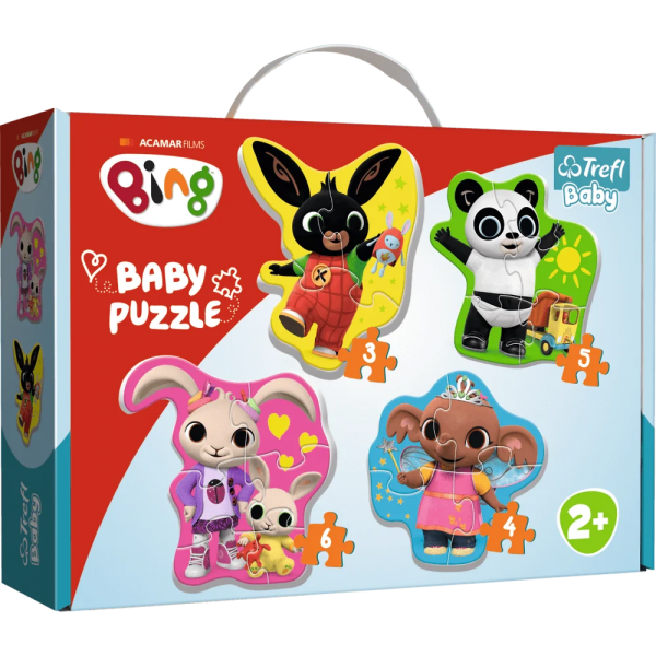 Puzzle carton 4in1 3-6 piese Trefl Baby - Bing - set 4x personaje, 26085, 2+ ani
