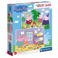Puzzle carton 2in1 20 piese Clementoni Supercolor - Peppa Pig - set 2x, 24778, 3+ ani
