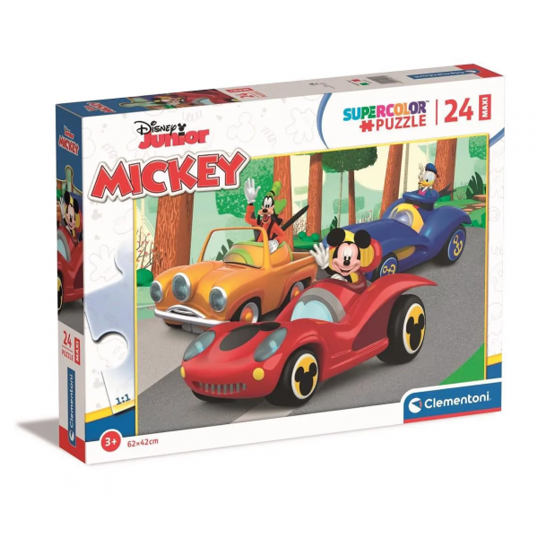 Puzzle carton 24 piese Clementoni Supercolor Maxi - Mickey Mouse, 24229, 3+ ani