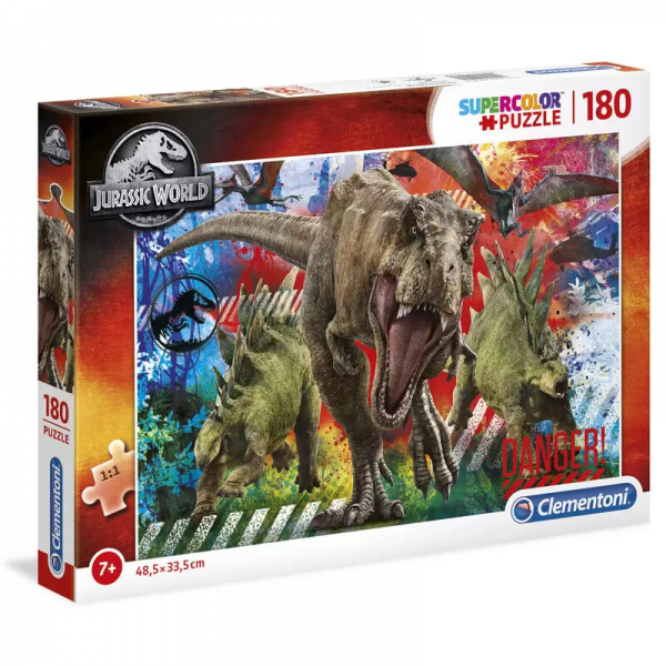 Puzzle carton 180 piese Clementoni Supercolor - Jurassic World, 29106, 7+ ani