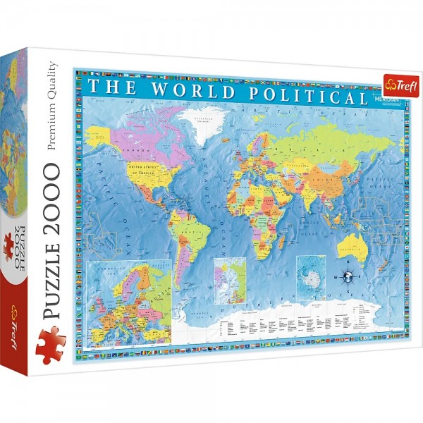 Puzzle carton 2000 piese Trefl Harta politica a lumii, 27099, 12+ ani