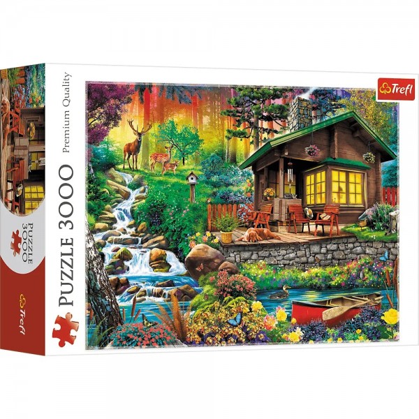 Puzzle carton 3000 piese Trefl Cabana din padure, 33074, 16+ ani