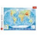 Puzzle carton 4000 piese Trefl Harta fizica a lumii, 45007, 16+ ani