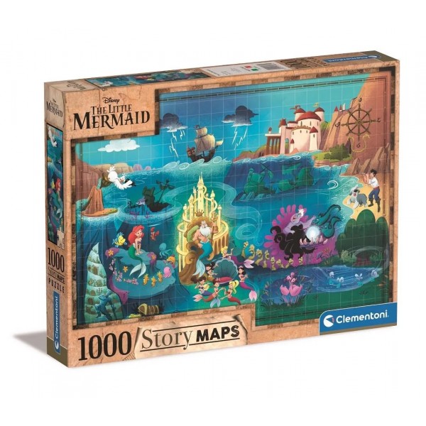 Puzzle carton 1000 piese Clementoni Mica Sirena - Story Map, 39664, 14+ ani