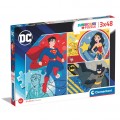 Puzzle carton 3in1 48 piese Clementoni Supercolor - DC comics - Wonder Woman, Superman si Batman, 25272, 4+ ani