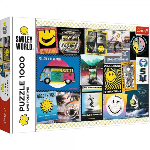 Puzzle carton 1000 piese Trefl Smiley World - Fii pozitiv, 10729, 12+ ani