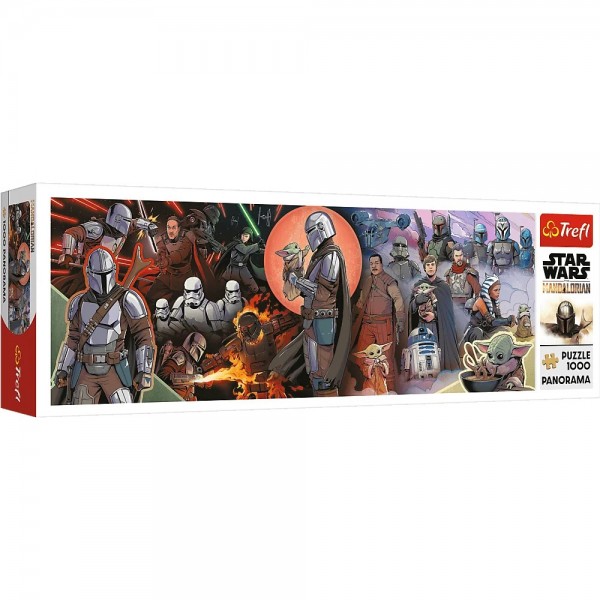 Puzzle carton 1000 piese Trefl Star Wars - Mandalorian panorama, 29052, 12+ ani