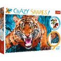 Puzzle carton 600 piese Trefl Crazy Shapes - Tigru, 11110, 10+ ani