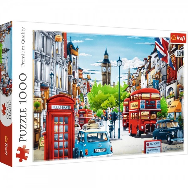 Puzzle carton 1000 piese Trefl Strada londoneza, 10557, 12+ ani