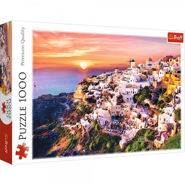 Puzzle carton 1000 piese Trefl Santorini la apus de soare, 10435, 12+ ani