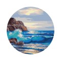 Set Pictura pe numere 40x40cm, Brushme - Ocean agitat - rotunda, panza, cadru de lemn, pensule, culori acrilice, RC00049L