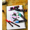 Borseta POSCA echipata, 2 fermoare, cu buzunar, 900065, negru, 16buc, 6x5M, 6x3M, 4x1MR