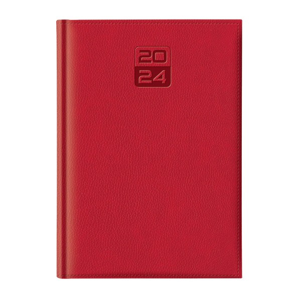 Agenda A5 datata Dakota EJ-1415, 336 pagini ivory, coperta buretata rosie, cu margini aurii