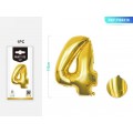Baloane aniversare PartyGo cifra 4, 40cm, auriu, FB0015