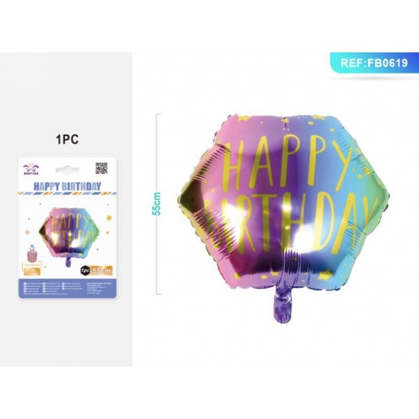 Baloane din folie PartyGo Happy Birthday, 40cm, colorat, FB0619