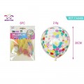 Baloane aniversare PartyGo, 30cm, cu paiete diverse culori, 2.8g, transparent, FA0480, set 6 buc