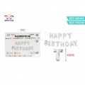 Baloane din folie PartyGo Happy Birthday, 40cm, argintiu, FB0355, set 13 buc