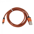 Cablu lightning (iPhone) - USB A Platinet, 1m, textil, portocaliu, PUCFBIP1O, 43315