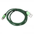 Cablu lightning (iPhone) - USB A Platinet, 1m, textil, verde, PUCFBIP1G, 43314