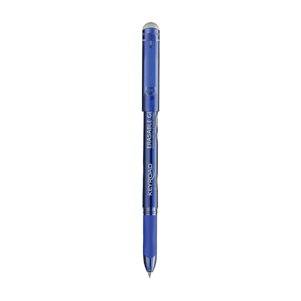 Pix cu gel Keyroad Erasable KR972580, 0.7mm, cu capac, cu guma de sters, corp albastru, grip cauciucat, scris albastru