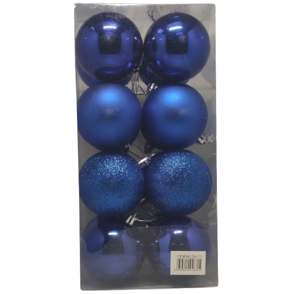 Ornament Globuri pentru pom, albastru, diametru 55-60mm, 16 bucati/set
