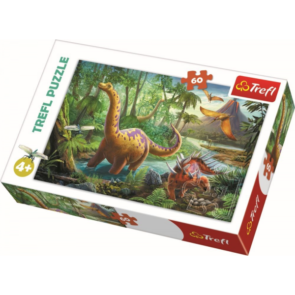 Puzzle carton 60 piese Trefl Dinozauri, 17319, 4+ ani