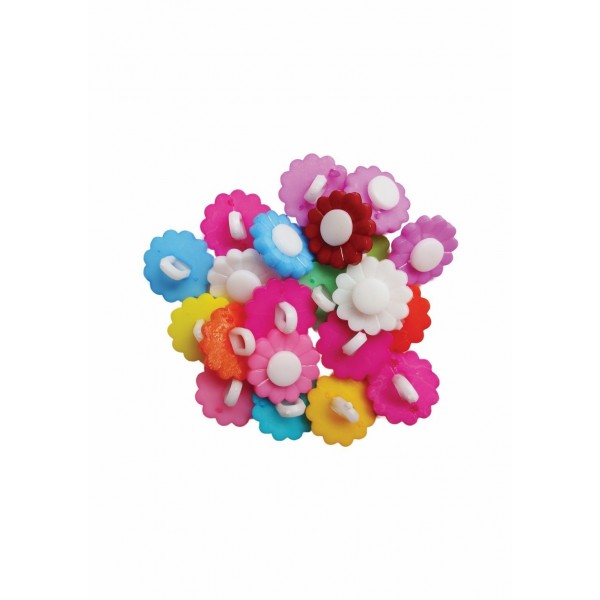 Set 20 nasturi plastic colorati Colorarte in forma floarea soarelui