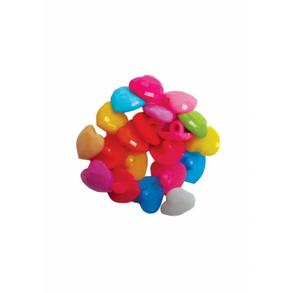 Set 20 nasturi plastic colorati Colorarte in forma inimi