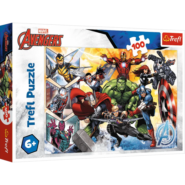 Puzzle carton 100 piese Trefl Avengers - Razbunatorii in atac, 16431, 6+ ani