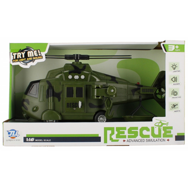 Elicopter militar MegaCreative 523953, 28cm, cu sunete si lumini, plastic, verde, 3+ ani