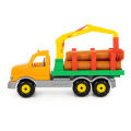 Camion forestier cu macara Wader Gigant 44297, 48cm, include 5 busteni, plastic, multicolor, 3+ ani
