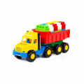 Camion basculanta Polesie Favorit 4239, 30cm, include 17 cuburi de construit, plastic, multicolor, 3+ ani
